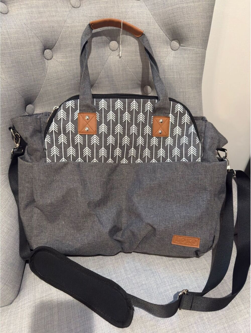 Leke Stylish Canvas Shoulder Bag with Arrow Pattern 18” x 15” x 7”